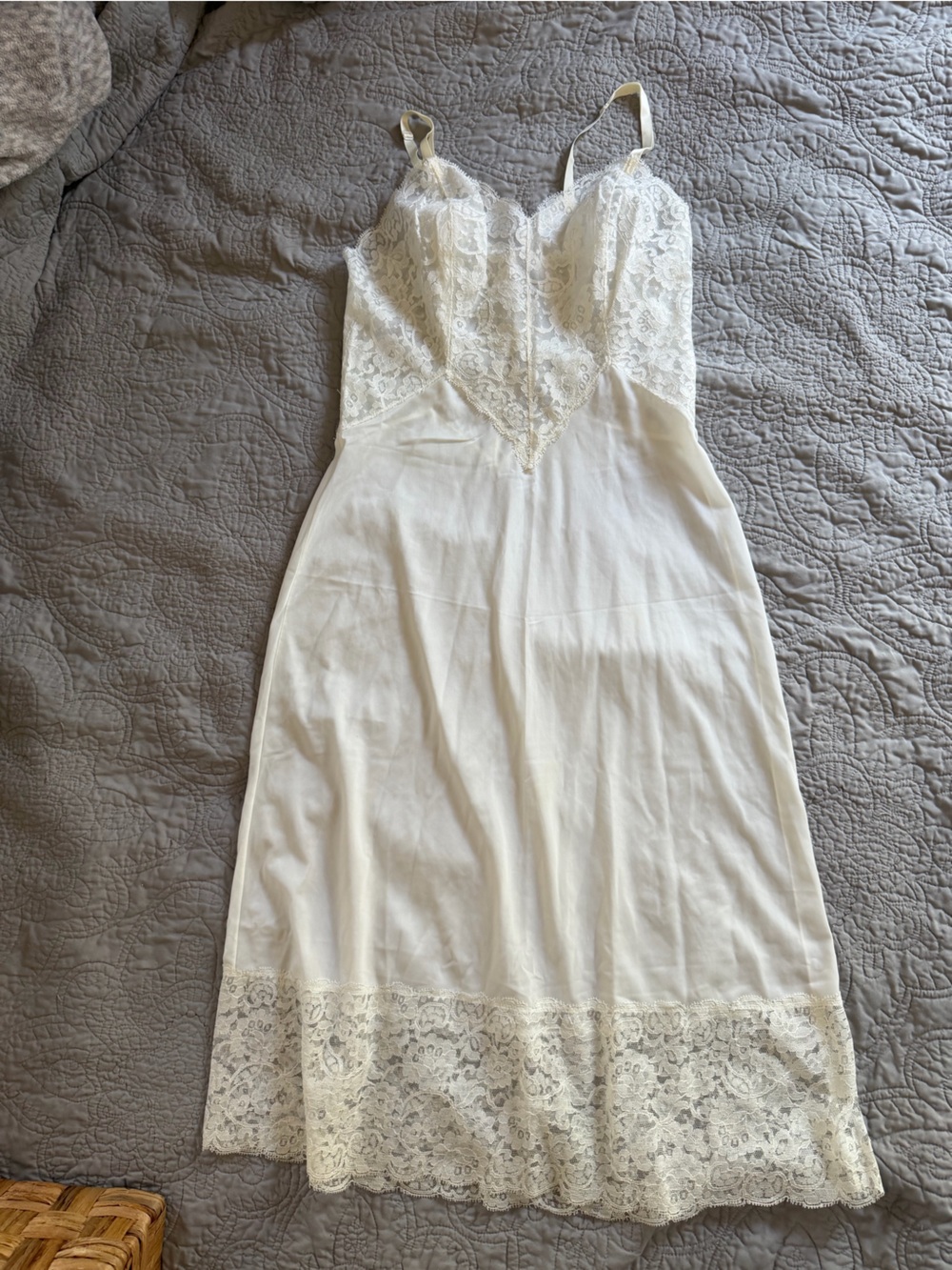 Vanity Fair vintage cream Lace Slip Dress